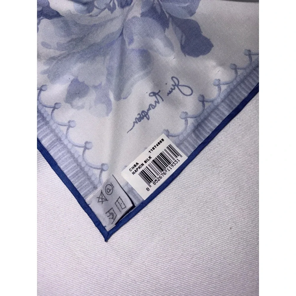 Jim Thompson Blue White Floral‎ Silk Napkin Square 17x17